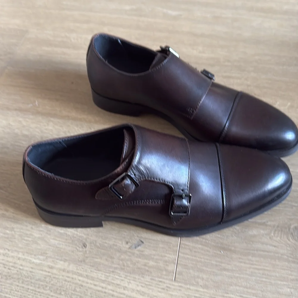 New Edison Double Monk Strap Shoe (Men) ortholite Nordstrom Sz 8.5 leather dress